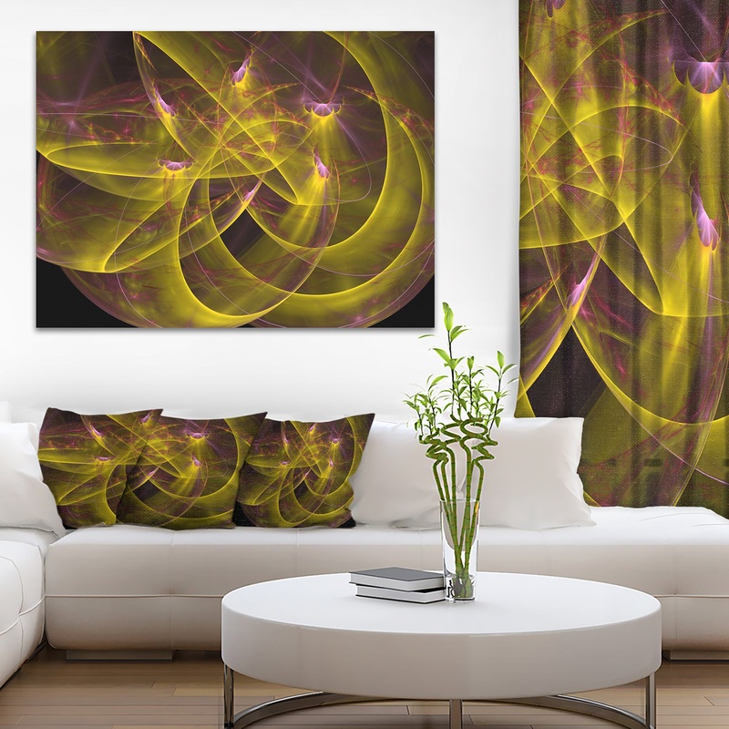Yellow Fractal Flames - Abstract Digital Art Canvas Print
