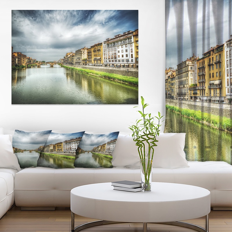 Arno River under Dramatic Sky - Cityscape Canvas print