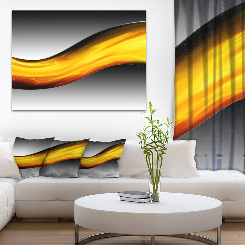 Wave of Golden Lava - Abstract Digital Art Canvas Print