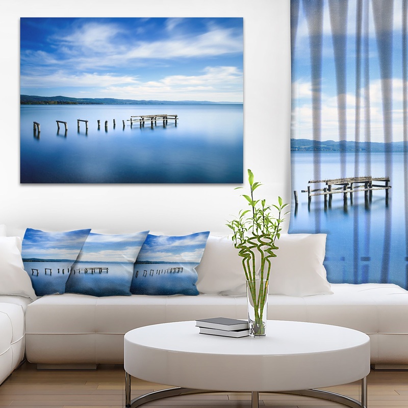 White Clouds and Blue Sea - Seascape Photo Canvas Print