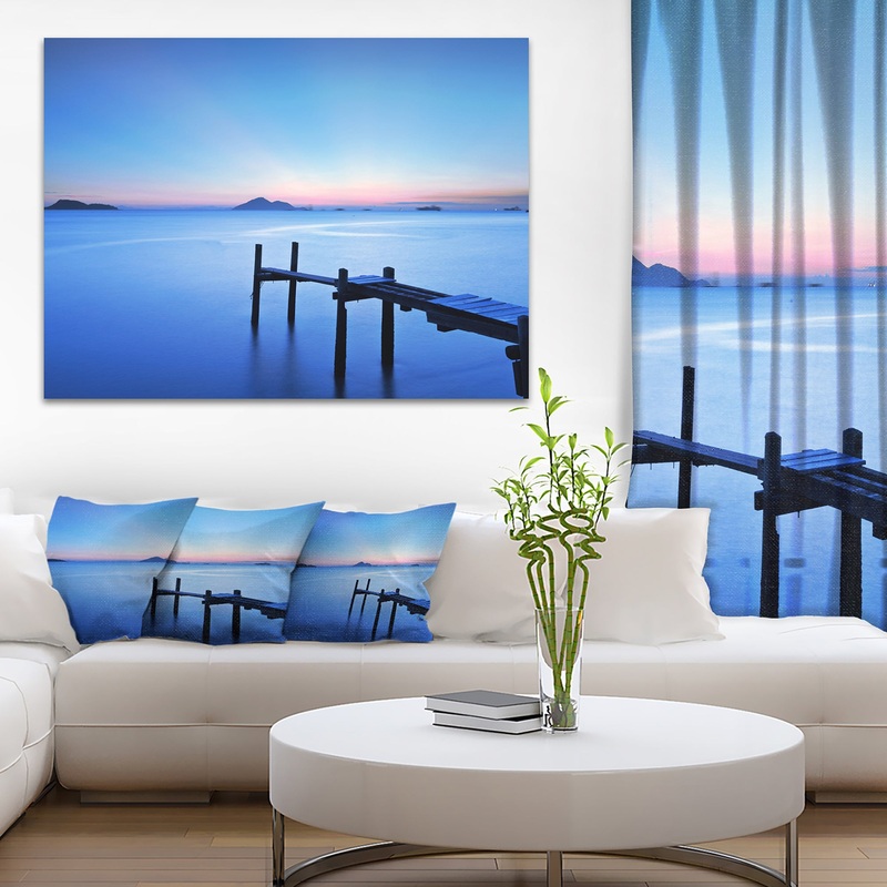 Wooden Pier in Blue Sea - Seascape Photo Canvas Print