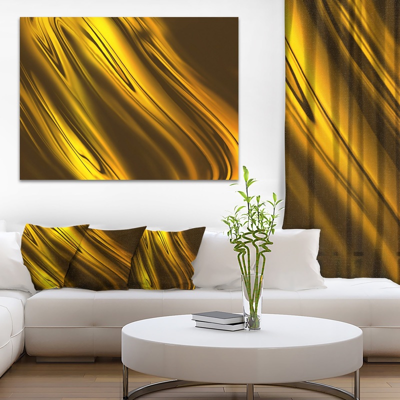 Yellow Liquid Gold Design - Abstract Digital Art Canvas Print