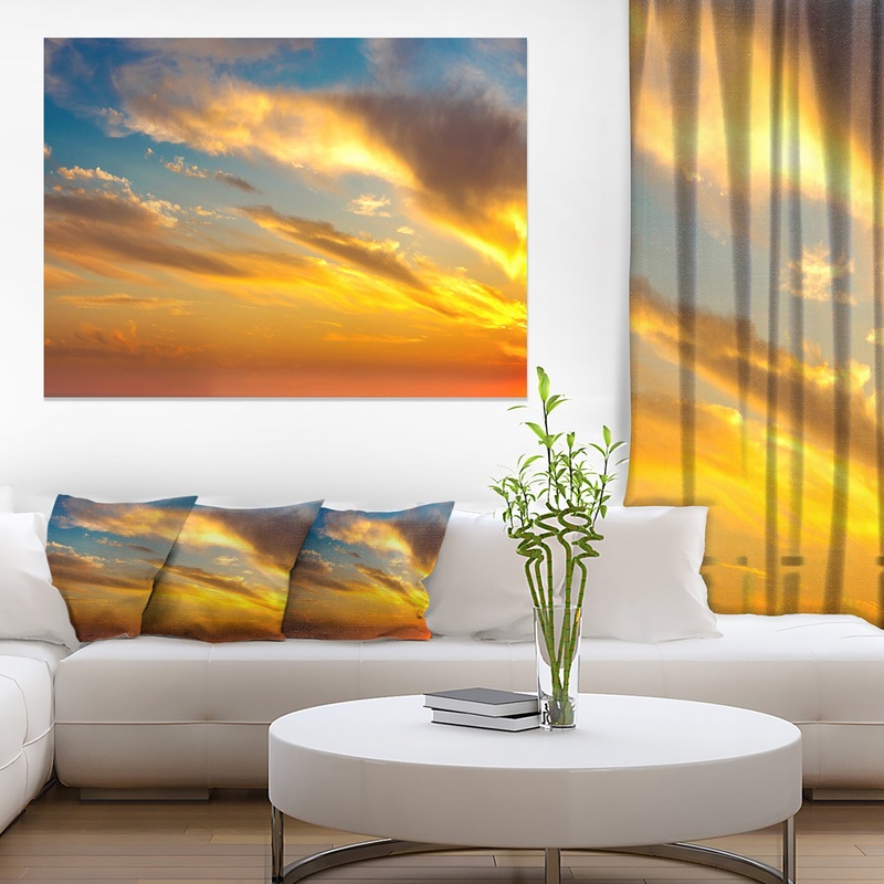 Amazing Golden Sky at Sunset - Modern Seashore Canvas Art