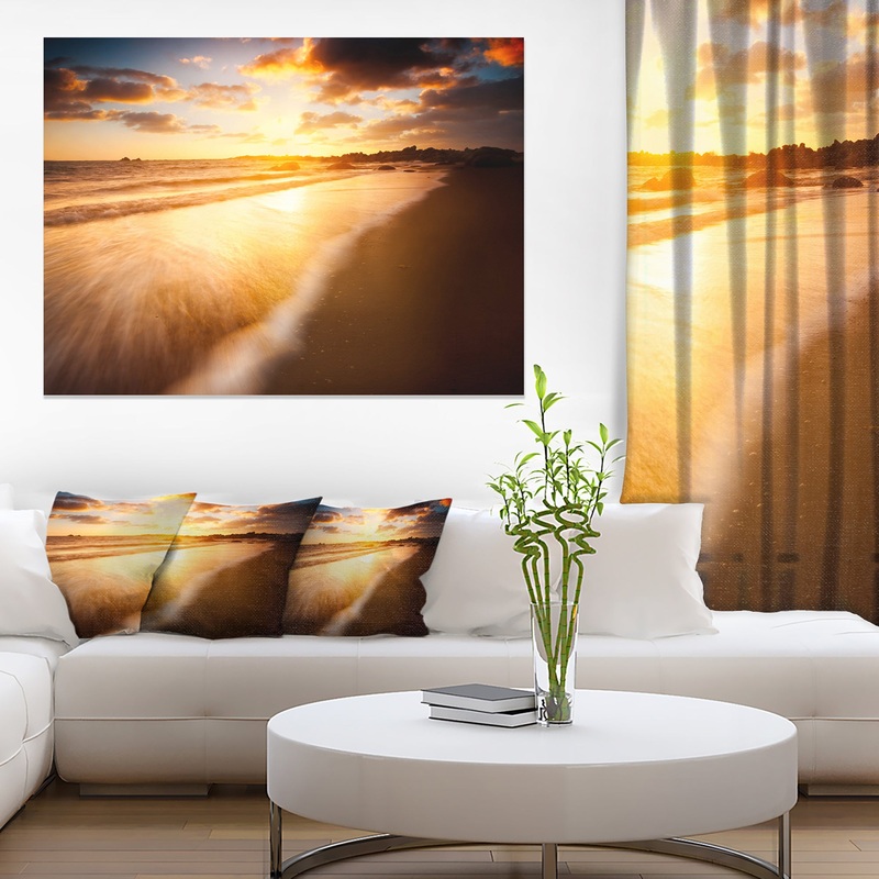 Amazing Sunrise Over Australian Beach Contemporary Seascape Art Canvas