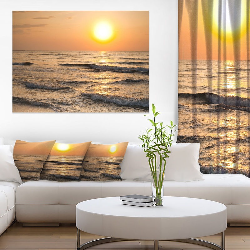 Typical Sunrise with Tranquil Waves - Seashore Canvas Wall Art