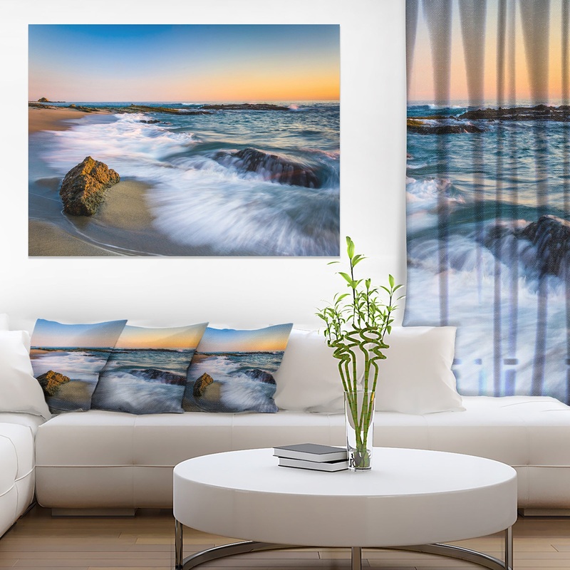 White Waves Crashing on Rocks - Seashore Canvas Wall Art