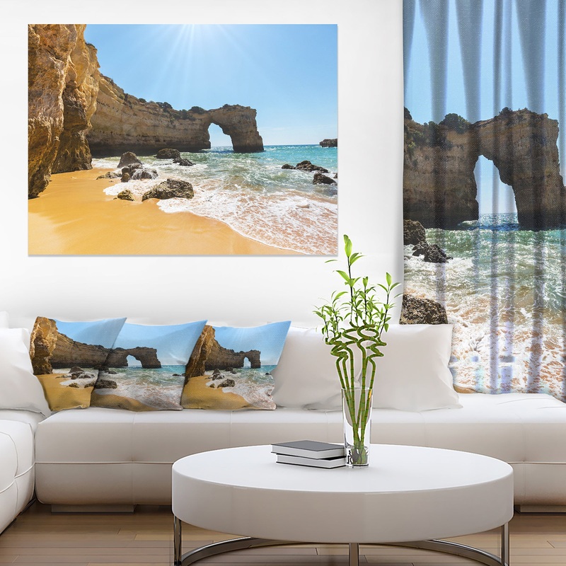 Wide Portugal Beach with White Waters - Modern Beach Canvas Art Print