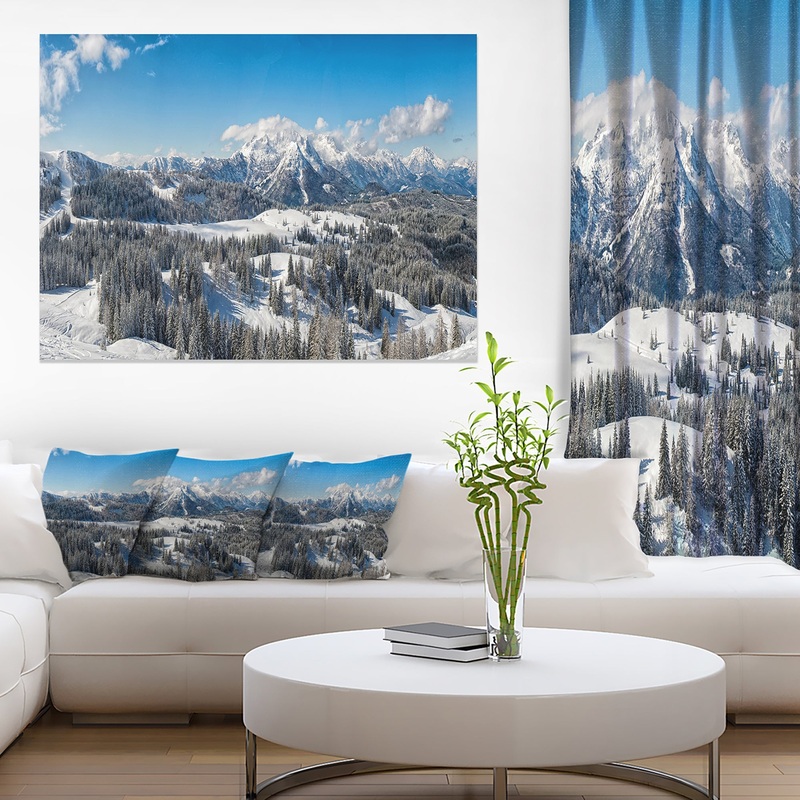 Austrian Alps Winter Panorama - Landscape Art Canvas Print