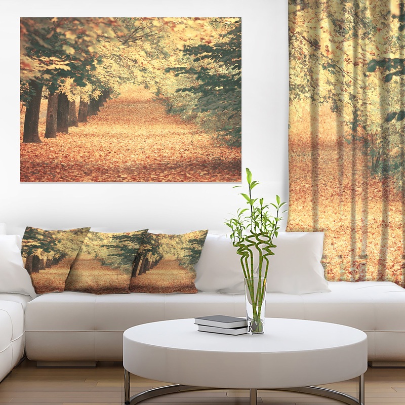 Autumn Forest with Walking Path - Modern Forest Canvas Wall Art