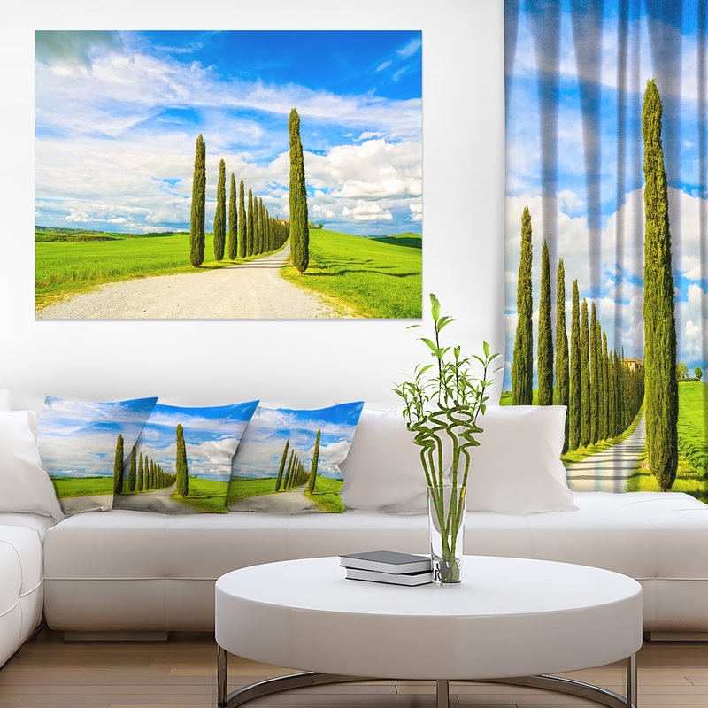 White Road through Cypress Trees - Oversized Landscape Wall Art Print