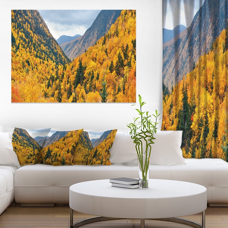 Yellow Autumn Foliage Over Hills - Landscape Artwork Canvas