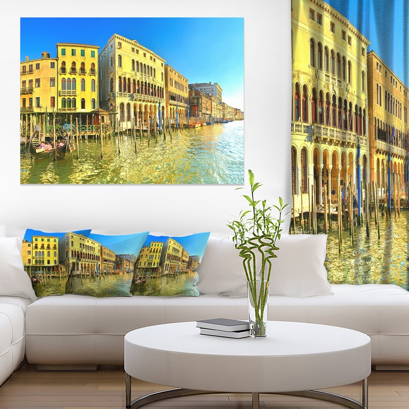 Yellow Tinged Grand Canal Venice - Cityscape Artwork Canvas