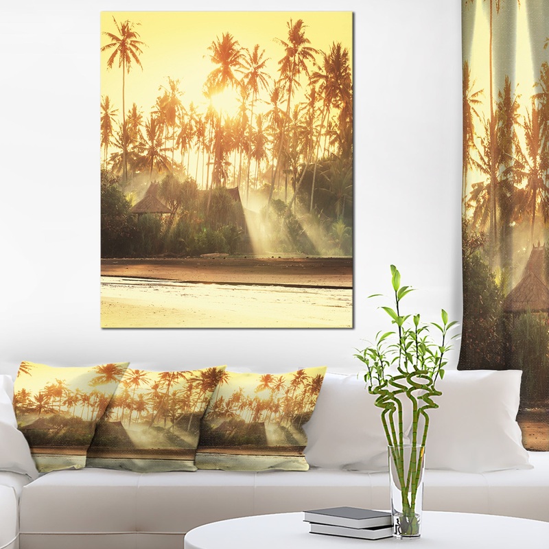 Bamboo Huts on Tropical Island - Landscape Art Print Canvas