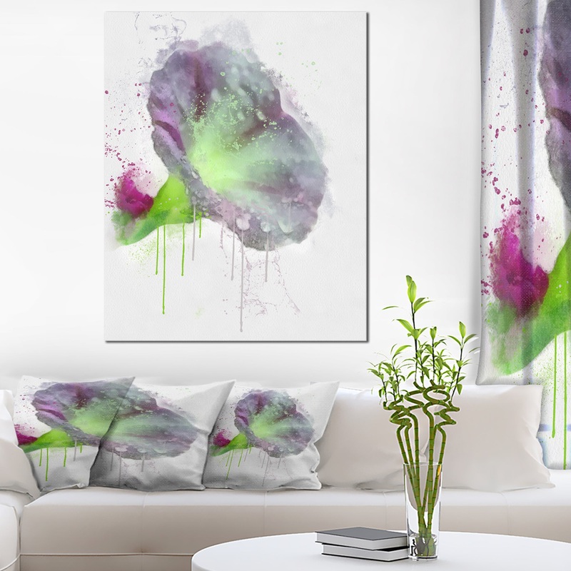 Violet Gentiana Alpina Watercolor - Modern Floral Canvas Wall Art