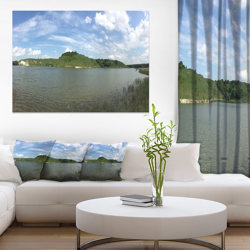 Wide Lake Trees Sky Landscape - Landscape Artwork Canvas