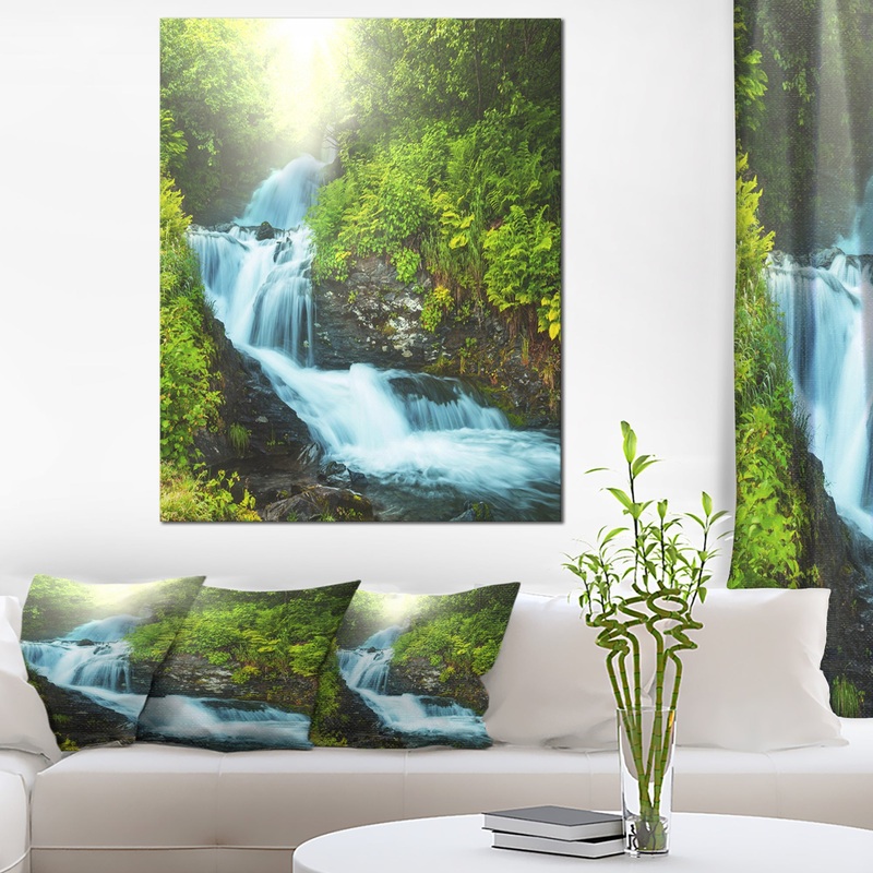 Wonderful Creek in Green Forest - Oversized Landscape Canvas Art