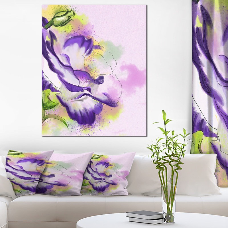 Abstract Blue Flower Watercolor - Floral Canvas Artwork Print