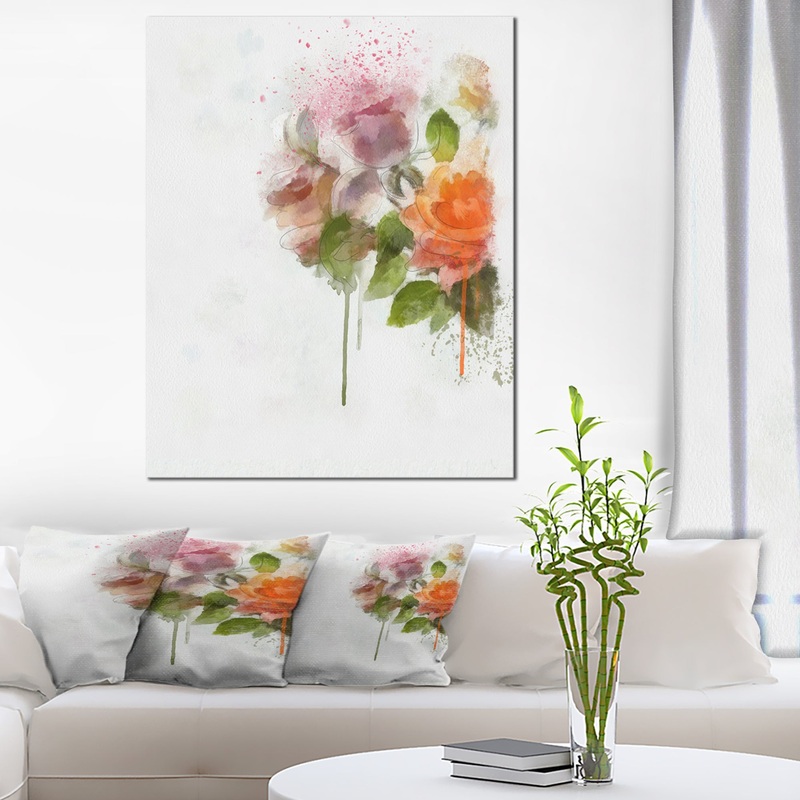 Abstract Hand-drawn Flowers Sketch - Flowers Canvas Wall Artwork