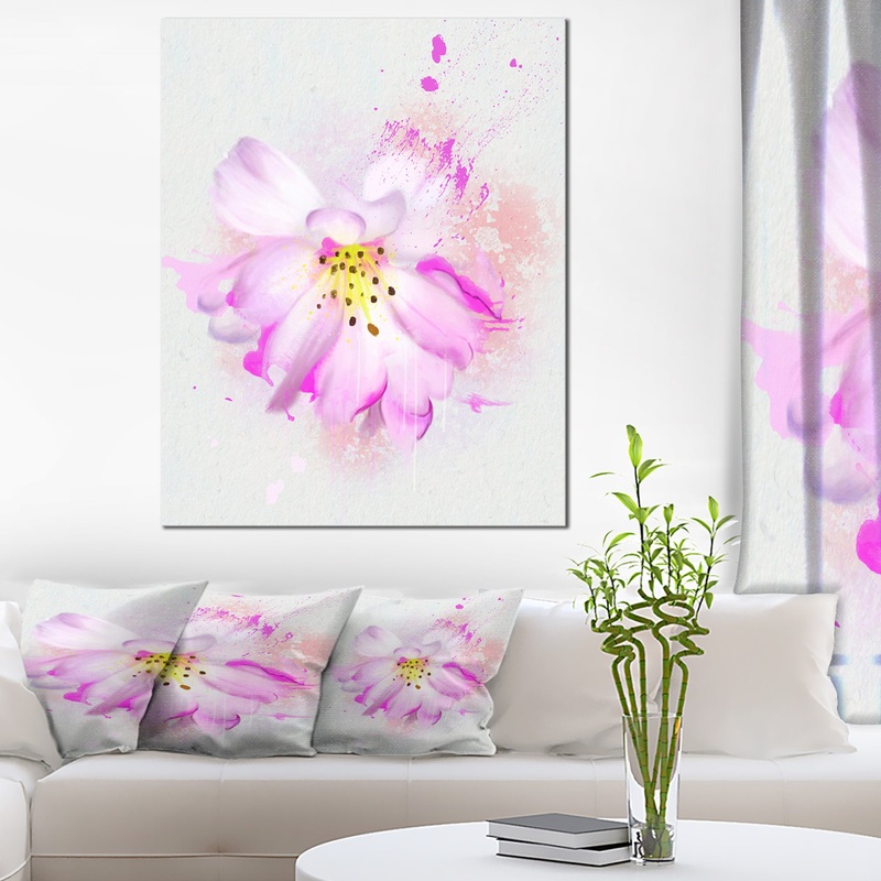 Watercolor Pink Rose Illustration - Floral Canvas Artwork Print