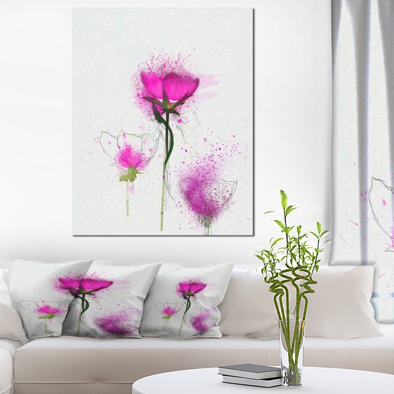 Watercolor Purple Daisy Flowers - Floral Canvas Artwork Print
