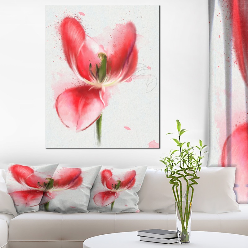 Wonderful Red Poppy Watercolor - Floral Canvas Artwork Print