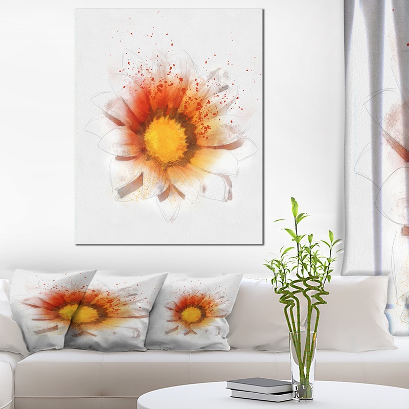 Yellow Orange Flower Watercolor - Flower Artwork on Canvas
