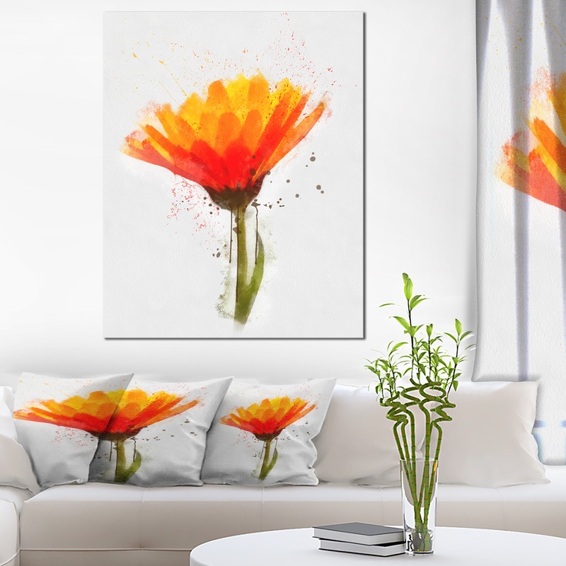 Yellow Watercolor Coreopsis Flower - Floral Canvas Artwork Print