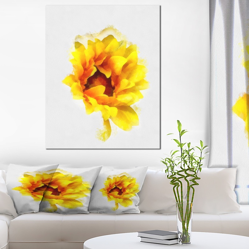 Yellow Watercolor Sunflower - Floral Canvas Artwork Print