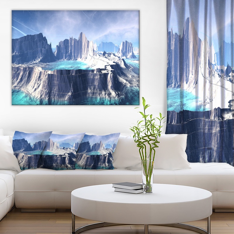 3D Rendered Fantasy Alien Planet - Landscape Wall Art Print Canvas