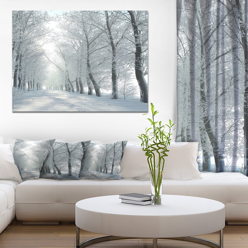 Winter Country Lane on Frosty Morning - Large Forest Artwork Canvas