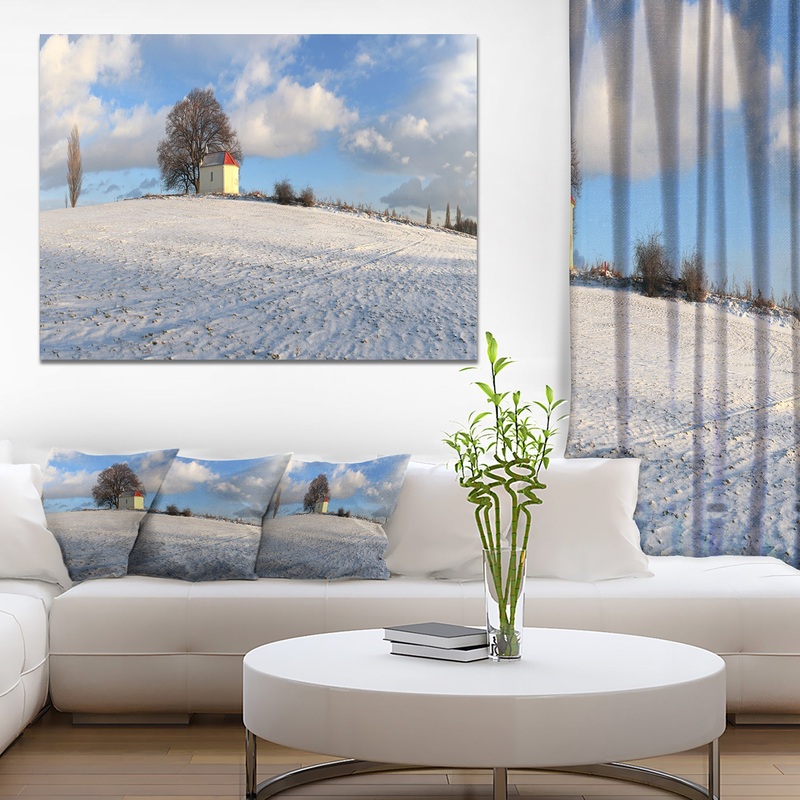 Winter Landscape with Chapel - Modern Landscpae Wall Art