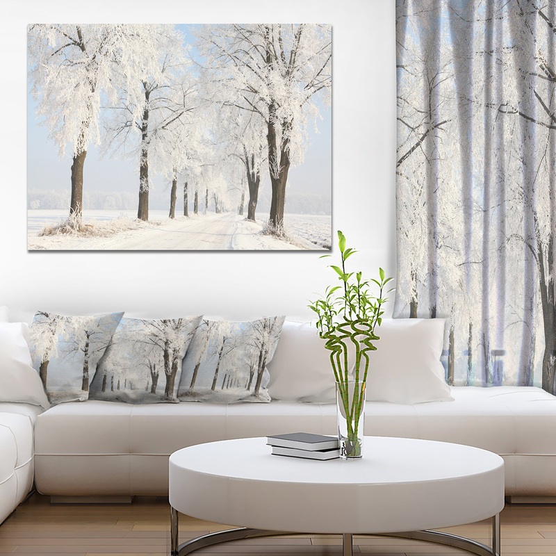 Winter Lane on Sunny Morning - Modern Forest Canvas Wall Artwork