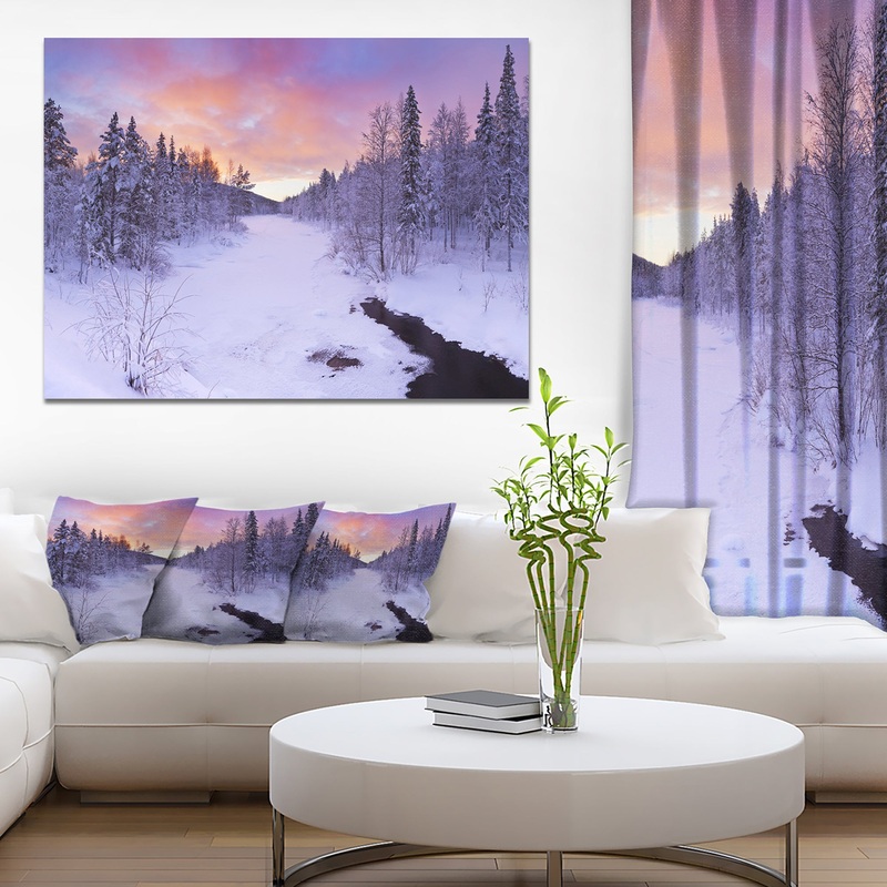 Winter River in Finnish Lapland - Modern Landscape Canvas Art