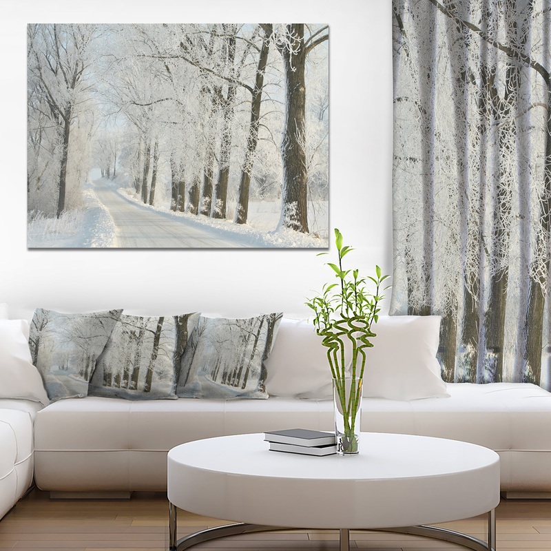 Winter Road in Dense Foggy Forest - Large Forest Artwork Canvas