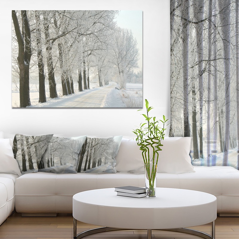 Winter Rural Road at Sunrise - Large Forest Artwork Canvas