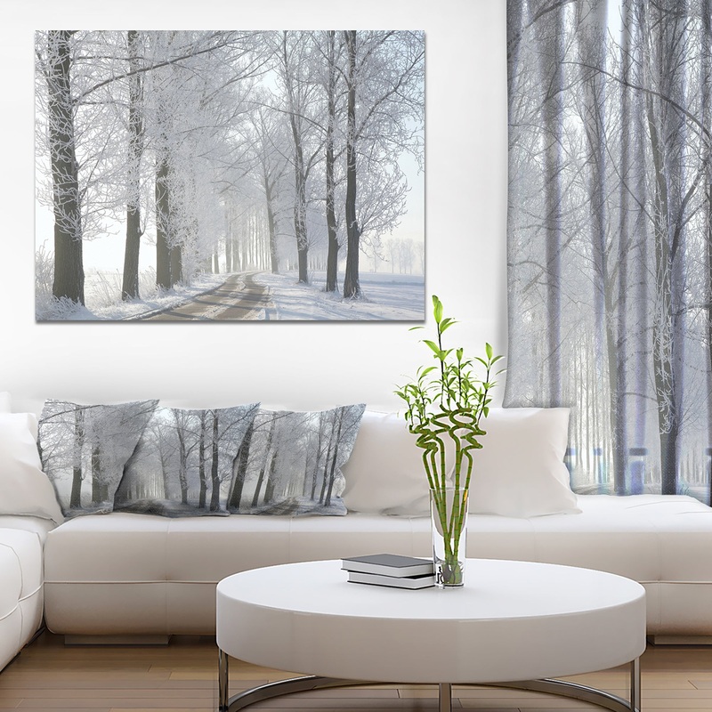Winter Rural Road in the Morning - Large Forest Artwork Canvas