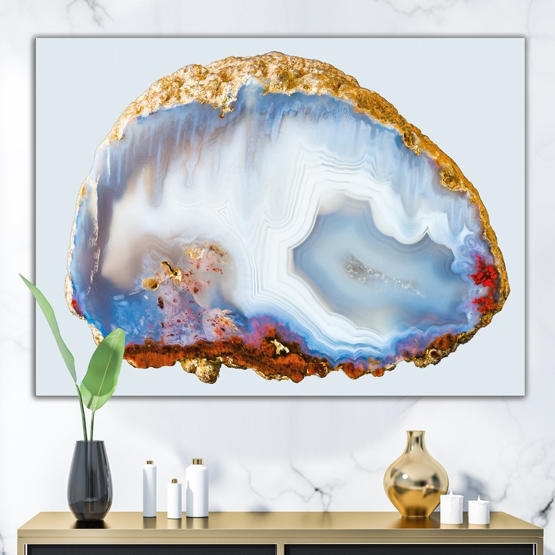 Chalcedony Quartz Gold and Blue I - Modern Canvas Wall Art Print
