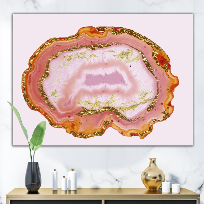 Pink and Gold Chalcedony Agate - Modern Canvas Wall Art Print