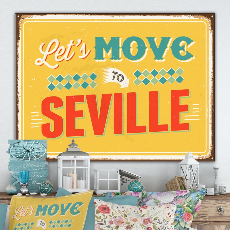 Vintage Seville sign - Cottage Canvas Wall Art